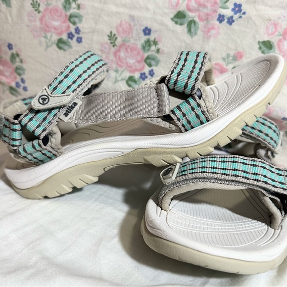Atika Sandals - Gray and Teal Stripes hiking sandals for women size 7 - Picture 4 of 15